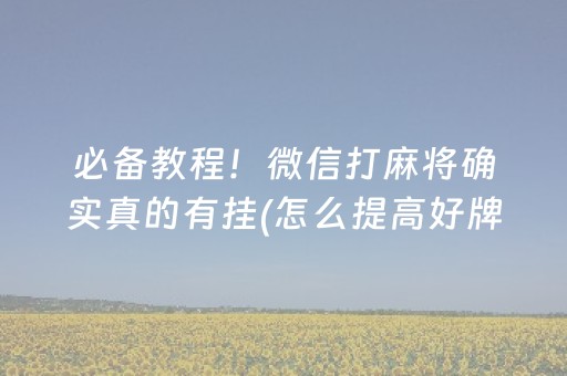 必备教程！微信打麻将确实真的有挂(怎么提高好牌率)