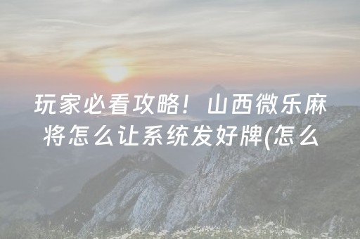 实测教程“手机微乐麻将专用程序器（助赢神器通用版）