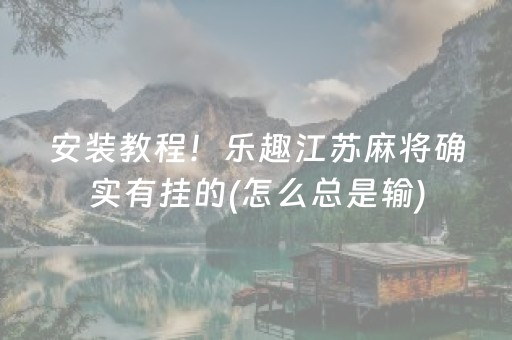 安装教程！乐趣江苏麻将确实有挂的(怎么总是输)