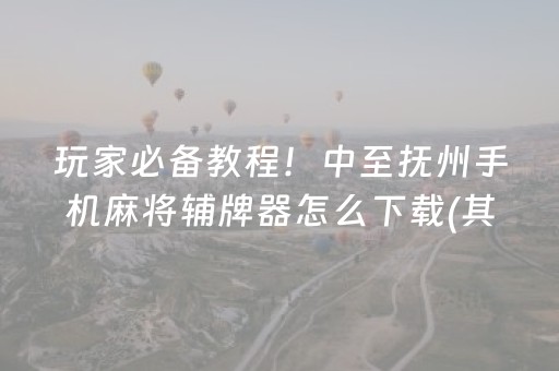 玩家必备教程！中至抚州手机麻将辅牌器怎么下载(其实真的有挂)