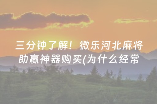 三分钟了解！微乐河北麻将助赢神器购买(为什么经常输)