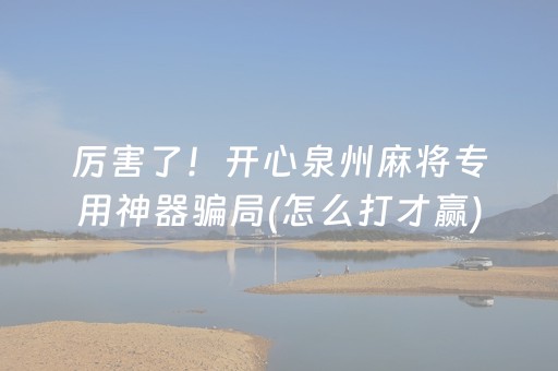 厉害了！开心泉州麻将专用神器骗局(怎么打才赢)