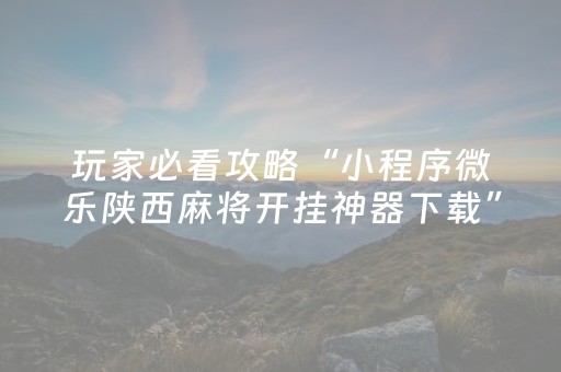 玩家必看攻略“小程序微乐陕西麻将开挂神器下载”!详细开挂教程-抖音