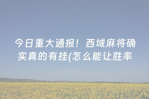 今日重大通报！西域麻将确实真的有挂(怎么能让胜率高)