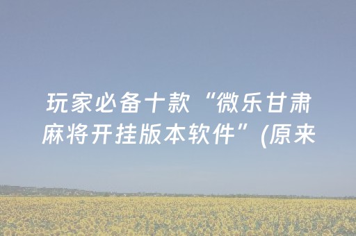 玩家必备十款“微乐甘肃麻将开挂版本软件”(原来真的有挂)-抖音