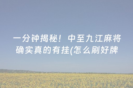 一分钟揭秘！中至九江麻将确实真的有挂(怎么刷好牌)