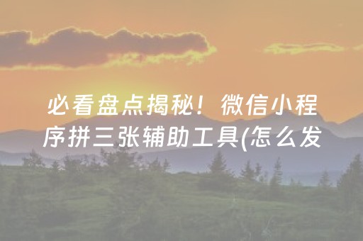 必看盘点揭秘！微信小程序拼三张辅助工具(怎么发好牌)