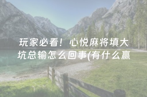 玩家必看！心悦麻将填大坑总输怎么回事(有什么赢的技巧)