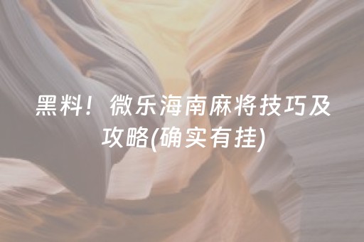 黑料！微乐海南麻将技巧及攻略(确实有挂)