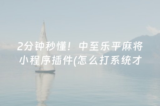 2分钟秒懂！中至乐平麻将小程序插件(怎么打系统才能给好牌)