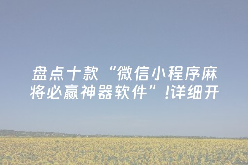 盘点十款“微信小程序麻将必赢神器软件”!详细开挂教程-抖音