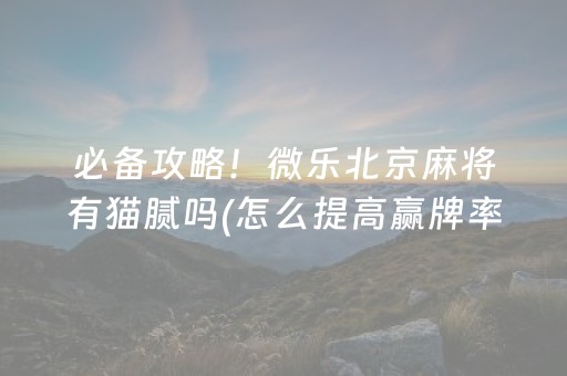必备攻略！微乐北京麻将有猫腻吗(怎么提高赢牌率)