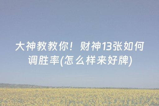 大神教教你！财神13张如何调胜率(怎么样来好牌)