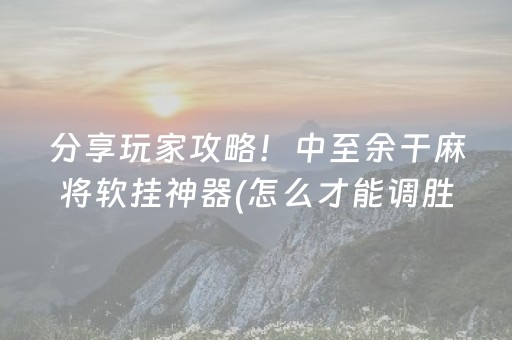 分享玩家攻略！中至余干麻将软挂神器(怎么才能调胜率)