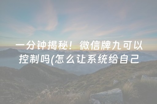 一分钟揭秘！微信牌九可以控制吗(怎么让系统给自己好牌)