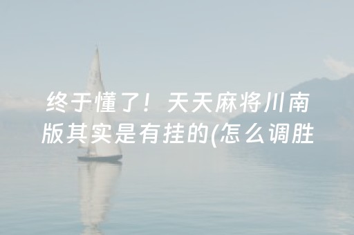 终于懂了！天天麻将川南版其实是有挂的(怎么调胜率)