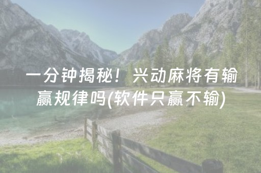 一分钟揭秘！兴动麻将有输赢规律吗(软件只赢不输)