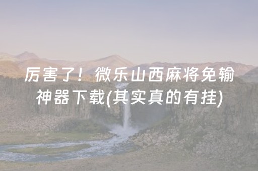 厉害了！微乐山西麻将免输神器下载(其实真的有挂)