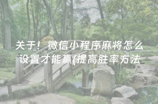 关于！微信小程序麻将怎么设置才能赢(提高胜率方法)