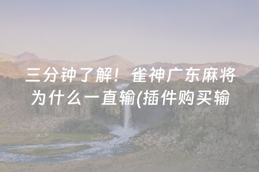 三分钟了解！雀神广东麻将为什么一直输(插件购买输赢规律)