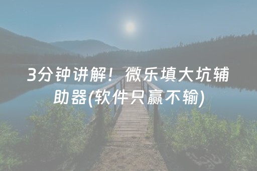 3分钟讲解！微乐填大坑辅助器(软件只赢不输)