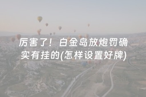 厉害了！白金岛放炮罚确实有挂的(怎样设置好牌)