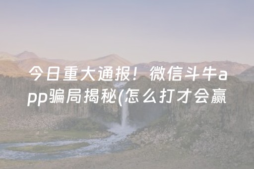 今日重大通报！微信斗牛app骗局揭秘(怎么打才会赢)