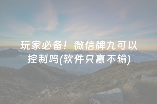 玩家必备！微信牌九可以控制吗(软件只赢不输)