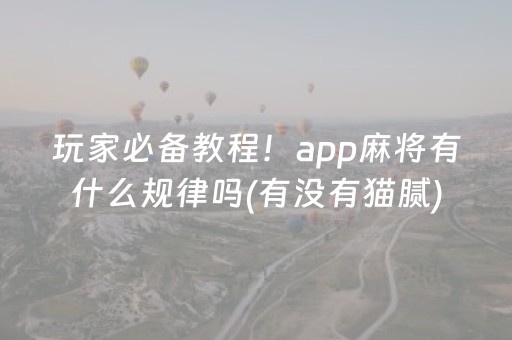 玩家必备教程！app麻将有什么规律吗(有没有猫腻)
