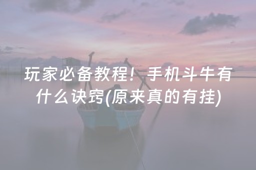 玩家必备教程！手机斗牛有什么诀窍(原来真的有挂)