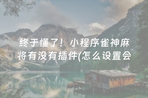 终于懂了！小程序雀神麻将有没有插件(怎么设置会赢)