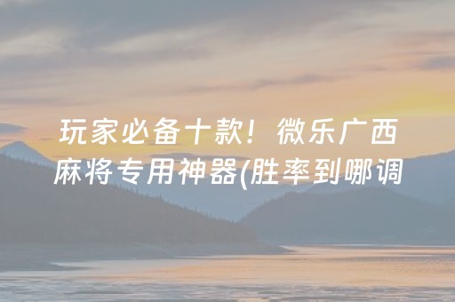 介绍十款“小程序微乐天津麻将必赢神器”（万能开挂器)
