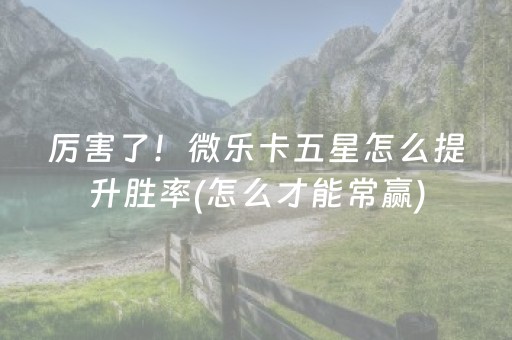 玩家必备十款“微乐陕西麻将辅牌器购买”（自建房胜负规律)