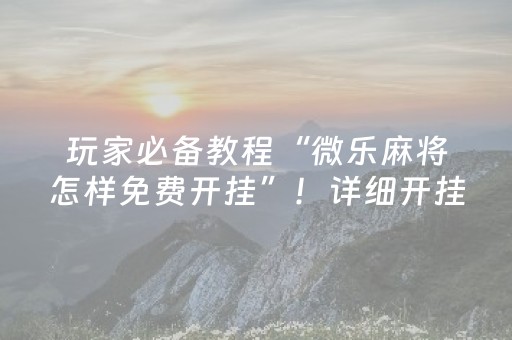 给玩家盘点十款“小程序麻将控牌神器”（辅助挂发牌规律)