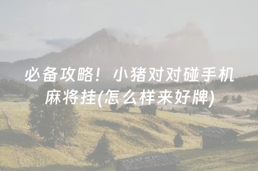 必备攻略！小猪对对碰手机麻将挂(怎么样来好牌)