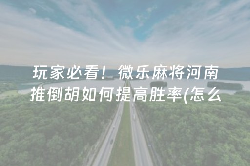 玩家必看！微乐麻将河南推倒胡如何提高胜率(怎么玩赢几率大)