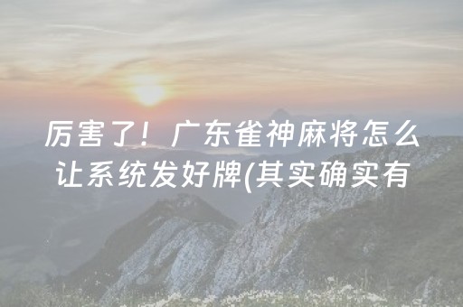 厉害了！广东雀神麻将怎么让系统发好牌(其实确实有挂)