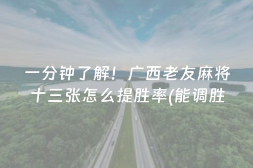 一分钟了解！广西老友麻将十三张怎么提胜率(能调胜率吗)