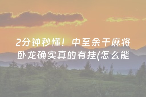 2分钟秒懂！中至余干麻将卧龙确实真的有挂(怎么能让胜率高)