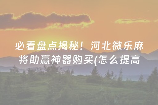 终于懂了“微乐海南麻将专用辅助神器”（胜率到哪调)