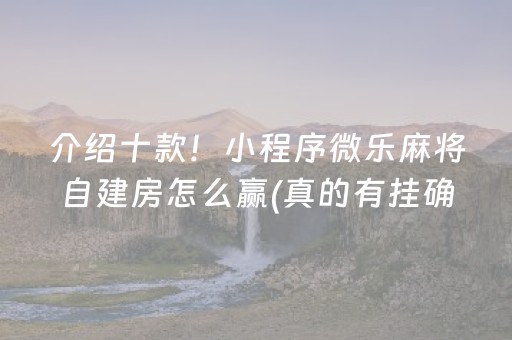介绍十款！小程序微乐麻将自建房怎么赢(真的有挂确实有挂)