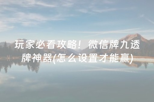 玩家必看攻略！微信牌九透牌神器(怎么设置才能赢)