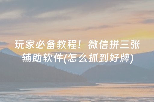 必备教程“微乐浙江麻将怎么让系统发好牌”（辅助器通用版)