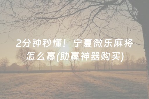 2分钟秒懂！宁夏微乐麻将怎么赢(助赢神器购买)