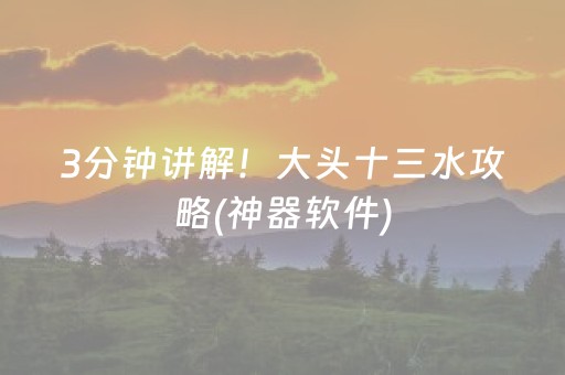 3分钟讲解！大头十三水攻略(神器软件)