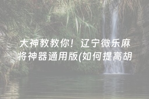 大神教教你！辽宁微乐麻将神器通用版(如何提高胡牌率)