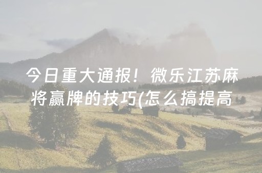今日重大通报！微乐江苏麻将赢牌的技巧(怎么搞提高胜率)