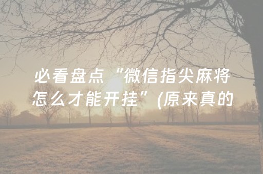 必看盘点“微信指尖麻将怎么才能开挂”(原来真的有挂)-抖音