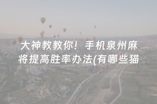 大神教教你！手机泉州麻将提高胜率办法(有哪些猫腻)