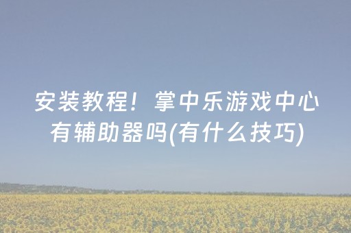 安装教程！掌中乐游戏中心有辅助器吗(有什么技巧)